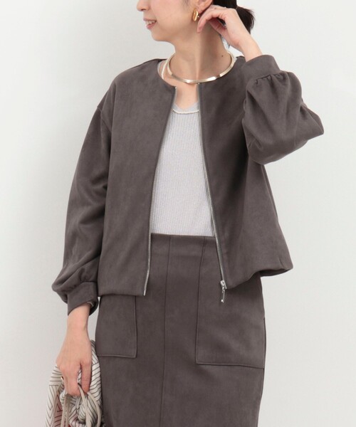 MICO COULIER（ミコクリエ）の「マシュマロスエードブルゾン（ブルゾン・レディース・チャコールグレー/ライトグレー/キャメル・38）」の15枚目の写真