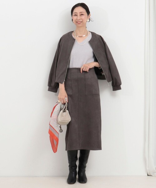 MICO COULIER（ミコクリエ）の「マシュマロスエードブルゾン（ブルゾン・レディース・チャコールグレー/ライトグレー/キャメル・38）」の20枚目の写真