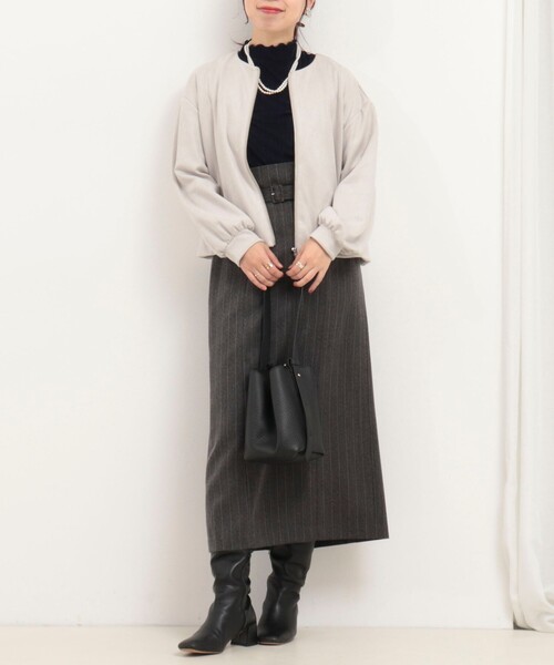 MICO COULIER（ミコクリエ）の「マシュマロスエードブルゾン（ブルゾン・レディース・チャコールグレー/ライトグレー/キャメル・38）」の21枚目の写真