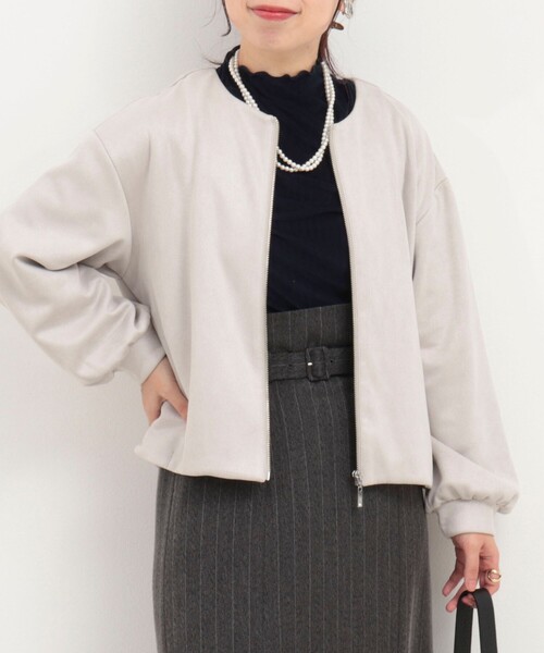 MICO COULIER（ミコクリエ）の「マシュマロスエードブルゾン（ブルゾン・レディース・チャコールグレー/ライトグレー/キャメル・38）」の22枚目の写真