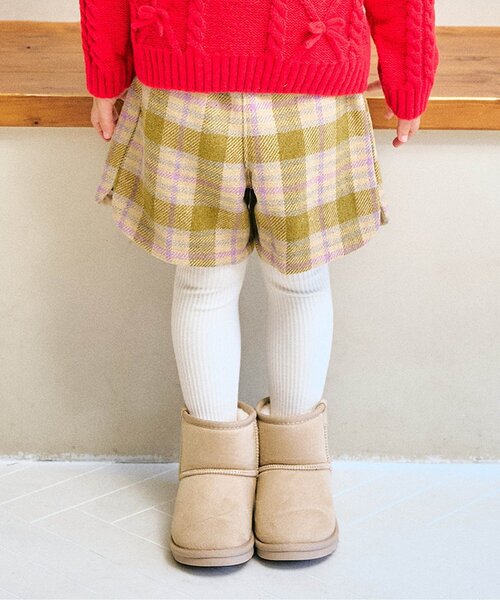 Seraph（セラフ）の「【リンク/ジュニア対応】あったかチェックショートパンツ（その他パンツ・キッズ・ベージュ/ブラウン・140/130/120/110/100/90/80）」の2枚目の写真