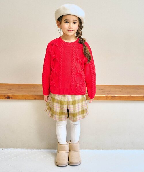 Seraph（セラフ）の「【リンク/ジュニア対応】あったかチェックショートパンツ（その他パンツ・キッズ・ベージュ/ブラウン・140/130/120/110/100/90/80）」の3枚目の写真