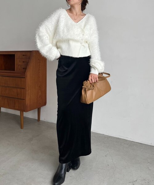 カプリシュレマージュ　フェザーラップカーディガン フェザーラップカーディガン | CAPRICIEUX LE'MAGE(カプリシュレ