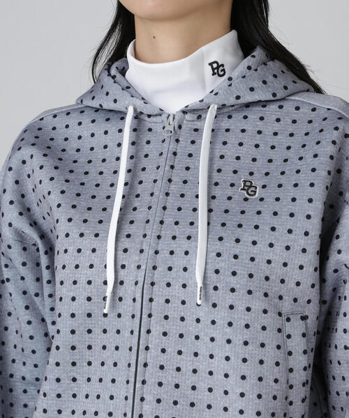 ダブルフェイス フルジップフーディ ＜ミニドット柄＞（スウェット