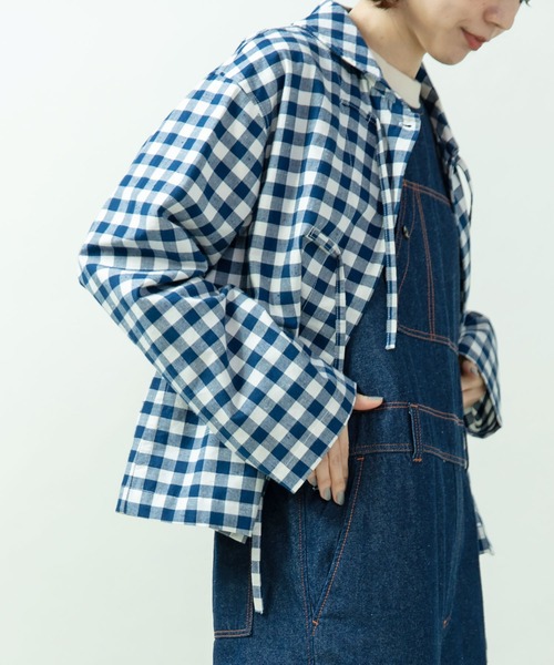 PAR ICI（パーリッシィ）の「先染めコットンネップ リボンシャツジャケット(セットアップ対応)（その他アウター・レディース・ブルー系その他/ネイビー/ブラック系その他・FREE）」の4枚目の写真