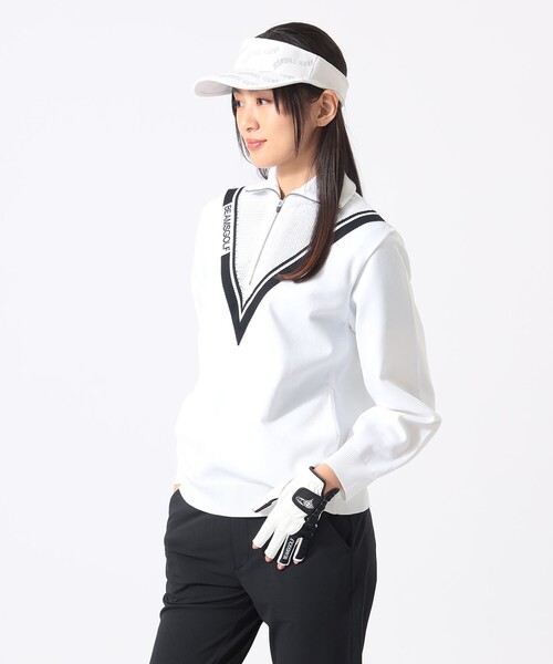 BEAMS GOLF(ビームスゴルフ)の「ORANGE LABEL / ハーフジップ Vライン ニット(ニット/セーター・レディース・グリーン/ホワイト・LARGE/MEDIUM/SMALL)」の5枚目の写真