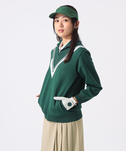 BEAMS GOLF(ビームスゴルフ)の「ORANGE LABEL / ハーフジップ Vライン ニット(ニット/セーター・レディース・グリーン/ホワイト・LARGE/MEDIUM/SMALL)」の8枚目の写真