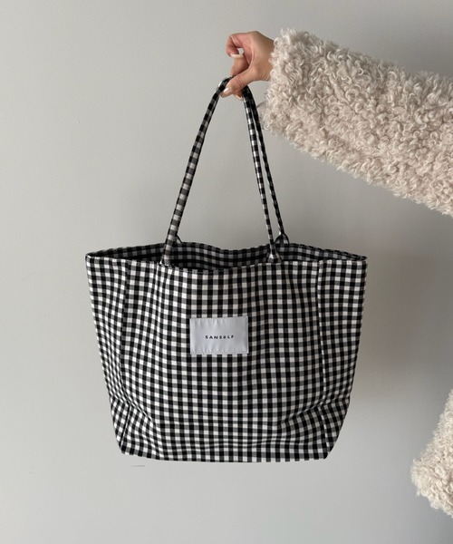 SANSeLF】ビッグギンガムチェックトートバッグ saa25a148（トート