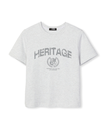 DNSR（ディーエヌエスアール）の「(Women) Heritage Crop T-Shirt Melange Grey（Tシャツ/カットソー）」