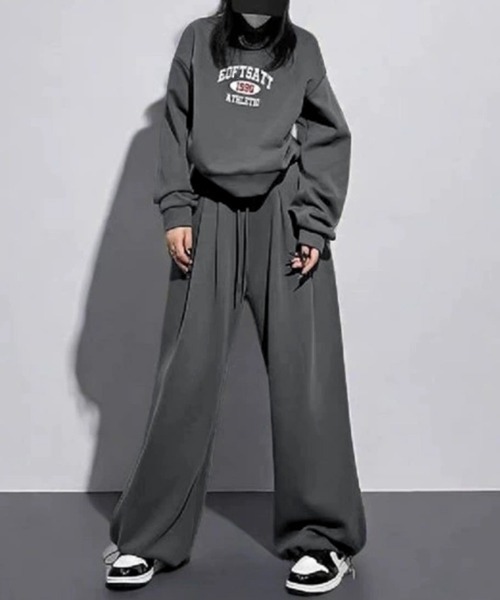 Miniministore（ミニミニストア）の「カレッジロゴスウェットセットアップパンツ（セットアップ・レディース・ダークグレー/ワインレッド/ライトグレー・FREE）」の2枚目の写真