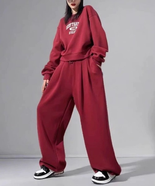 Miniministore（ミニミニストア）の「カレッジロゴスウェットセットアップパンツ（セットアップ・レディース・ダークグレー/ワインレッド/ライトグレー・FREE）」の3枚目の写真