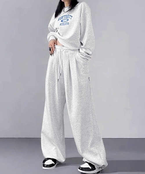Miniministore（ミニミニストア）の「カレッジロゴスウェットセットアップパンツ（セットアップ・レディース・ダークグレー/ワインレッド/ライトグレー・FREE）」の4枚目の写真