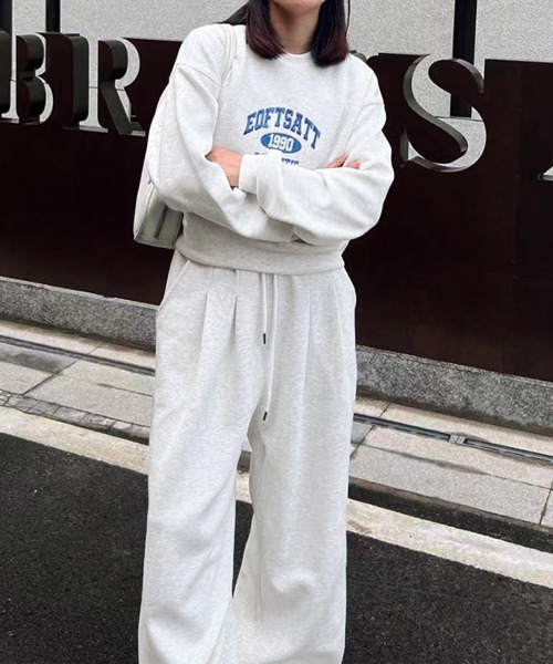 Miniministore（ミニミニストア）の「カレッジロゴスウェットセットアップパンツ（セットアップ・レディース・ダークグレー/ワインレッド/ライトグレー・FREE）」の7枚目の写真