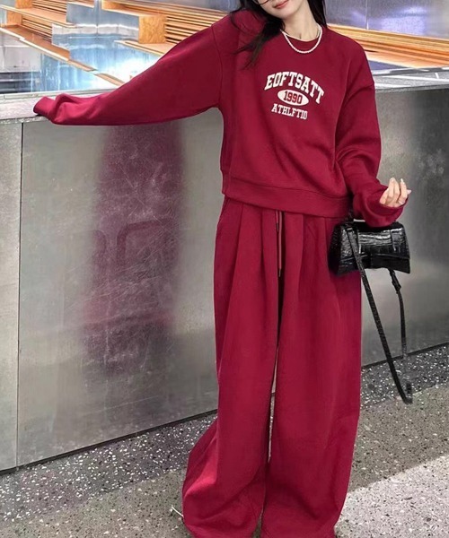 Miniministore（ミニミニストア）の「カレッジロゴスウェットセットアップパンツ（セットアップ・レディース・ダークグレー/ワインレッド/ライトグレー・FREE）」の10枚目の写真