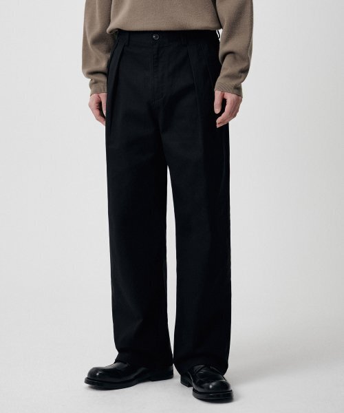 MUSINSA STANDARD（ムシンサスタンダード）の「リバースツータックワイドチノパンツ[ブラック]（その他パンツ・メンズ・その他・40/38/26/27/28/29）」の7枚目の写真