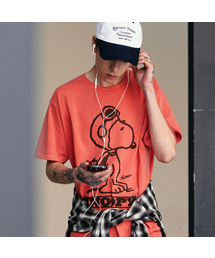 VTWO（ブイツー）の「パイロットスヌーピーピグメントTシャツ (オレンジ)（Tシャツ/カットソー）」