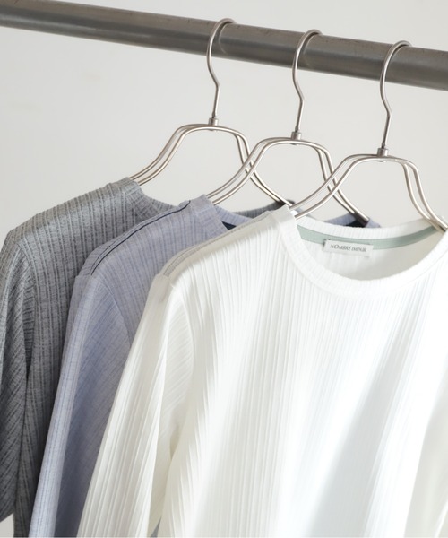 NOMBRE IMPAIR(ノンブルアンペール)の「ライトメランジリブ 配色タコバインダーP/O(Tシャツ/カットソー・レディース・ホワイト/グレー/ブルー・FREE)」の2枚目の写真