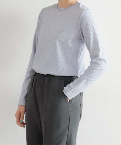 NOMBRE IMPAIR(ノンブルアンペール)の「ライトメランジリブ 配色タコバインダーP/O(Tシャツ/カットソー・レディース・ホワイト/グレー/ブルー・FREE)」の21枚目の写真
