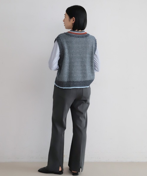 NOMBRE IMPAIR(ノンブルアンペール)の「ライトメランジリブ 配色タコバインダーP/O(Tシャツ/カットソー・レディース・ホワイト/グレー/ブルー・FREE)」の12枚目の写真