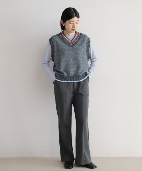 NOMBRE IMPAIR(ノンブルアンペール)の「ライトメランジリブ 配色タコバインダーP/O(Tシャツ/カットソー・レディース・ホワイト/グレー/ブルー・FREE)」の9枚目の写真