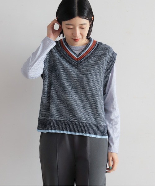 NOMBRE IMPAIR(ノンブルアンペール)の「ライトメランジリブ 配色タコバインダーP/O(Tシャツ/カットソー・レディース・ホワイト/グレー/ブルー・FREE)」の19枚目の写真