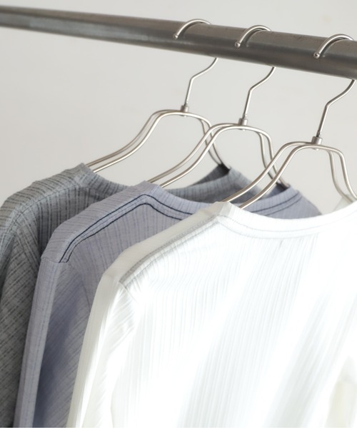 NOMBRE IMPAIR(ノンブルアンペール)の「ライトメランジリブ 配色タコバインダーP/O(Tシャツ/カットソー・レディース・ホワイト/グレー/ブルー・FREE)」の6枚目の写真