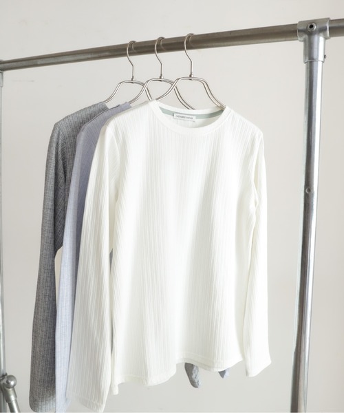 NOMBRE IMPAIR(ノンブルアンペール)の「ライトメランジリブ 配色タコバインダーP/O(Tシャツ/カットソー・レディース・ホワイト/グレー/ブルー・FREE)」の5枚目の写真