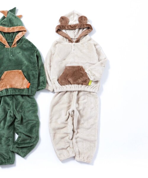 BREEZE（ブリーズ）の「【あったか素材】アニマルフリースパジャマ（ルームウェア/パジャマ・キッズ・アイボリー/カーキ・80/90/100/110/120/130）」の2枚目の写真