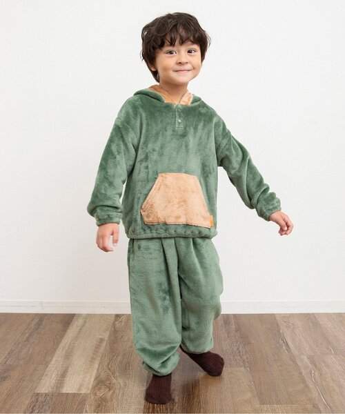 BREEZE（ブリーズ）の「【あったか素材】アニマルフリースパジャマ（ルームウェア/パジャマ・キッズ・アイボリー/カーキ・80/90/100/110/120/130）」の3枚目の写真