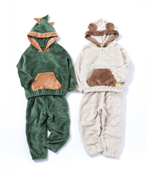 BREEZE（ブリーズ）の「【あったか素材】アニマルフリースパジャマ（ルームウェア/パジャマ・キッズ・アイボリー/カーキ・80/90/100/110/120/130）」の6枚目の写真