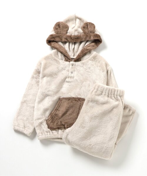 BREEZE（ブリーズ）の「【あったか素材】アニマルフリースパジャマ（ルームウェア/パジャマ・キッズ・アイボリー/カーキ・80/90/100/110/120/130）」の7枚目の写真