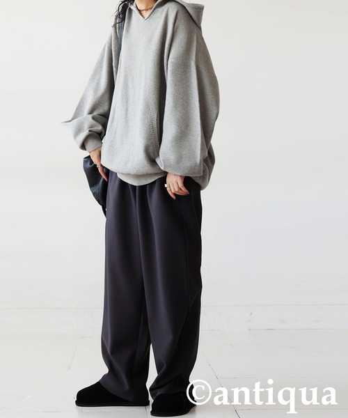 美品♡マークアンドロナ♡セットアップ♡トップス♡パンツ♡グレー♡ブラック♡L セール】裏起毛 ジョーゼット風 パンツ（その他パンツ）｜antiqua