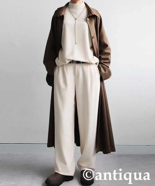 antiqua(アンティカ)の「裏起毛 ジョーゼット風 パンツ(その他パンツ・レディース・グレー/ホワイト系その他/ブラック・MEDIUM/LARGE)」の16枚目の写真