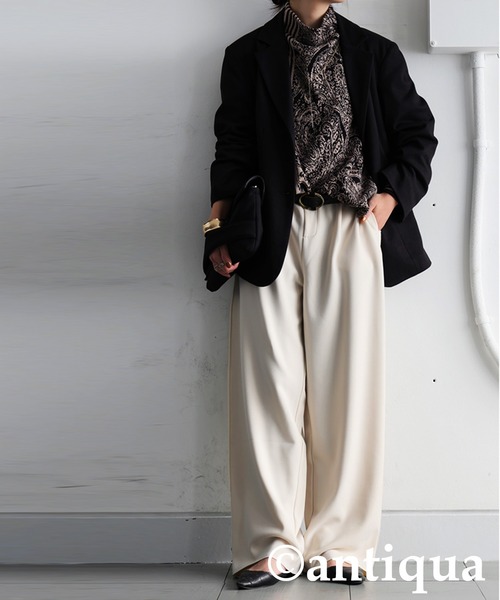 antiqua(アンティカ)の「裏起毛 ジョーゼット風 パンツ(その他パンツ・レディース・グレー/ホワイト系その他/ブラック・MEDIUM/LARGE)」の21枚目の写真