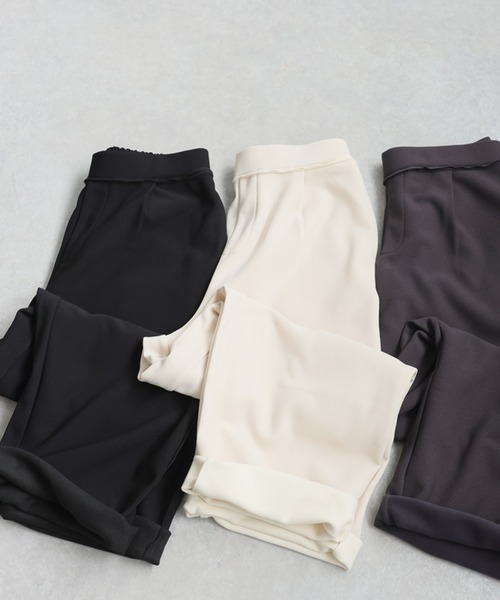 antiqua(アンティカ)の「裏起毛 ジョーゼット風 パンツ(その他パンツ・レディース・グレー/ホワイト系その他/ブラック・MEDIUM/LARGE)」の7枚目の写真
