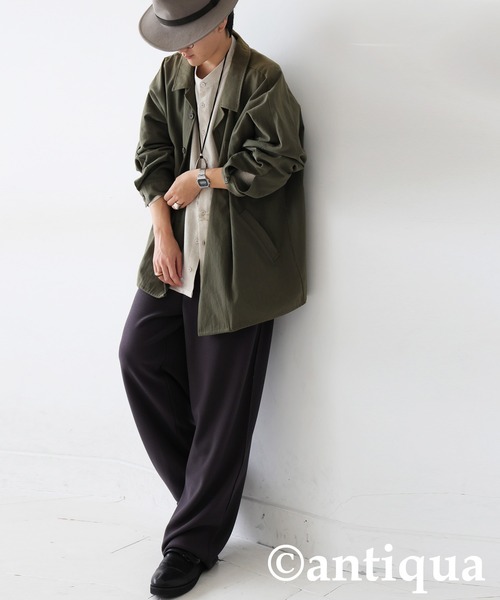 antiqua(アンティカ)の「裏起毛 ジョーゼット風 パンツ(その他パンツ・レディース・グレー/ホワイト系その他/ブラック・MEDIUM/LARGE)」の5枚目の写真