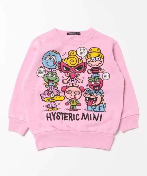 HYSTERIC MINI（ヒステリックミニ）の「WE'RE A HAPPY FAMILY 裏起毛トレーナー（スウェット・キッズ・ブラック/ライトピンク/グレー・100）」の3枚目の写真