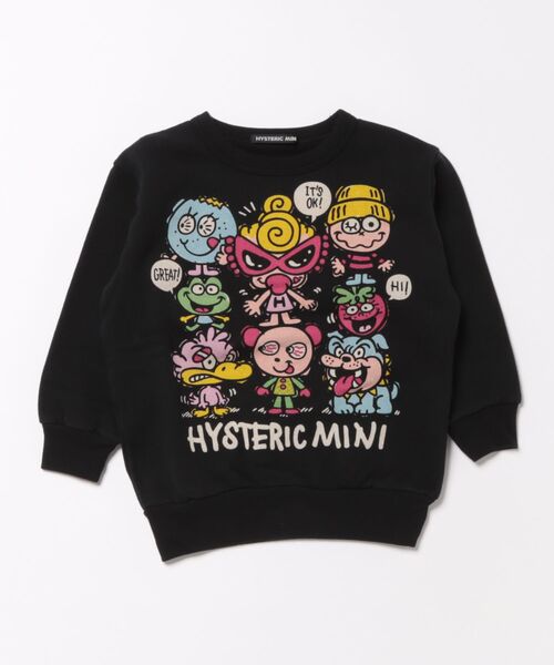 HYSTERIC MINI（ヒステリックミニ）の「WE'RE A HAPPY FAMILY 裏起毛トレーナー（スウェット・キッズ・ブラック/ライトピンク/グレー・100）」の2枚目の写真