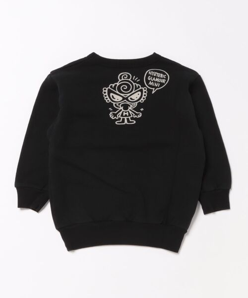 HYSTERIC MINI（ヒステリックミニ）の「WE'RE A HAPPY FAMILY 裏起毛トレーナー（スウェット・キッズ・ブラック/ライトピンク/グレー・100）」の5枚目の写真