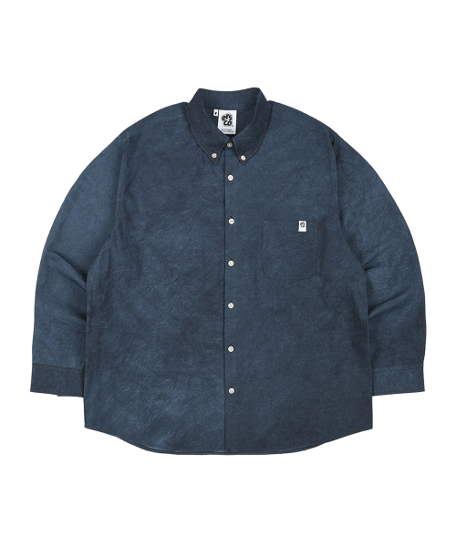 ERSCO(イーアルエスコ)の「ウォッシングコットンシャツ_ネイビー(シャツ/ブラウス・レディース・その他・MEDIUM/LARGE/X-LARGE)」の1枚目の写真