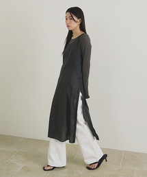 LINGSEOUL（リングソウル）の「sheer layered dress-charcoal（ワンピース）」