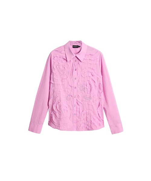 Desigual（デシグアル）の「トーンオントーン ピンクエンボスシャツ（シャツ/ブラウス・レディース・レッド・S/M/L/XS/XL）」の4枚目の写真