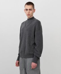 レイヤードモックネックニット DARK GREY