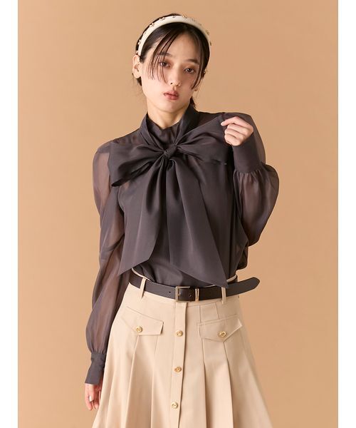 LILY BROWN（リリーブラウン）の「ビックボウタイブラウス（シャツ/ブラウス・レディース・ホワイト/ミント/アイボリー/チャコールグレー・F）」の6枚目の写真