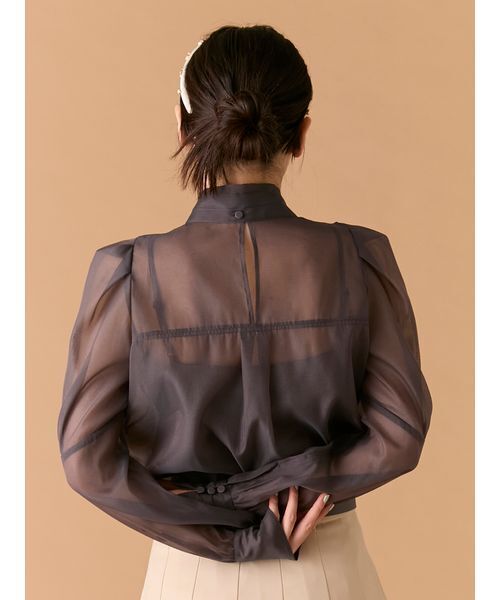 LILY BROWN（リリーブラウン）の「ビックボウタイブラウス（シャツ/ブラウス・レディース・ホワイト/ミント/アイボリー/チャコールグレー・F）」の9枚目の写真