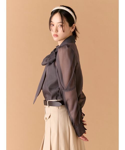 LILY BROWN（リリーブラウン）の「ビックボウタイブラウス（シャツ/ブラウス・レディース・ホワイト/ミント/アイボリー/チャコールグレー・F）」の10枚目の写真