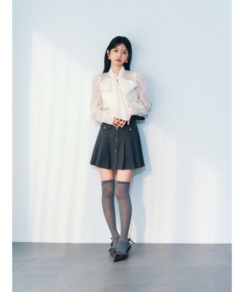 LILY BROWN（リリーブラウン）の「ビックボウタイブラウス（シャツ/ブラウス・レディース・ホワイト/ミント/アイボリー/チャコールグレー・F）」の5枚目の写真