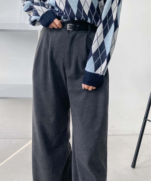 AS KNOW AS plus（アズノゥアズプラス）の「♪ベルト付き 起毛ストレートパンツ（その他パンツ・レディース・ブラック系/グレー系/ブラウン系/ブルー系・FREE）」の8枚目の写真