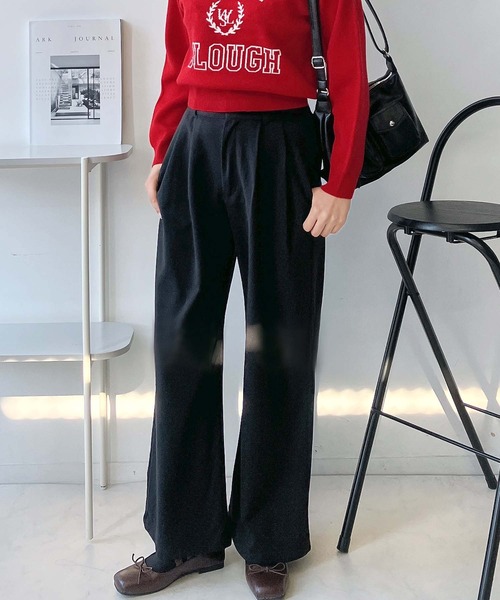 AS KNOW AS plus（アズノゥアズプラス）の「♪ベルト付き 起毛ストレートパンツ（その他パンツ・レディース・ブラック系/グレー系/ブラウン系/ブルー系・FREE）」の9枚目の写真