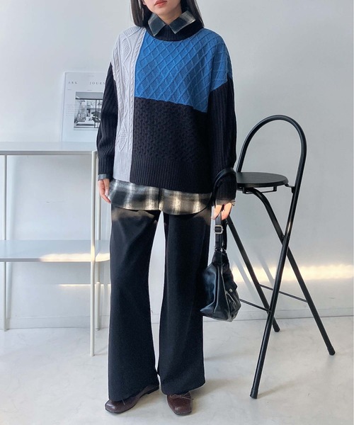 AS KNOW AS plus（アズノゥアズプラス）の「♪ベルト付き 起毛ストレートパンツ（その他パンツ・レディース・ブラック系/グレー系/ブラウン系/ブルー系・FREE）」の12枚目の写真